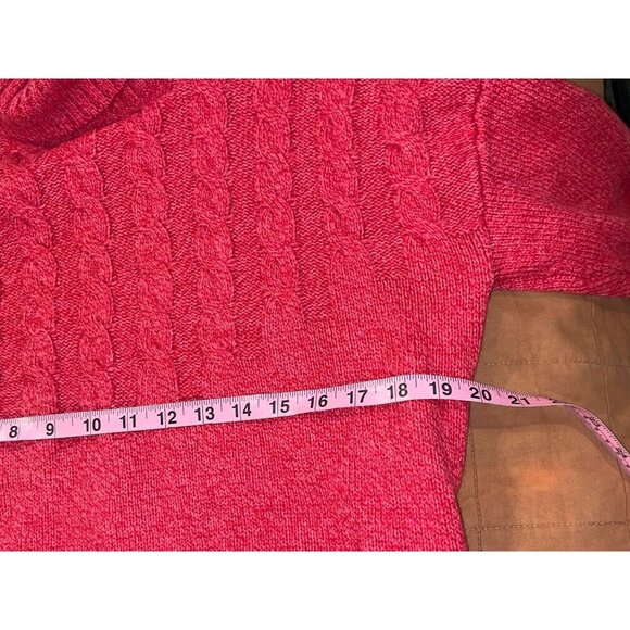 Sundance Red Cable Knit Turtleneck Long Sleeves Pullover Women's Sweater M - Picture 6 of 8
